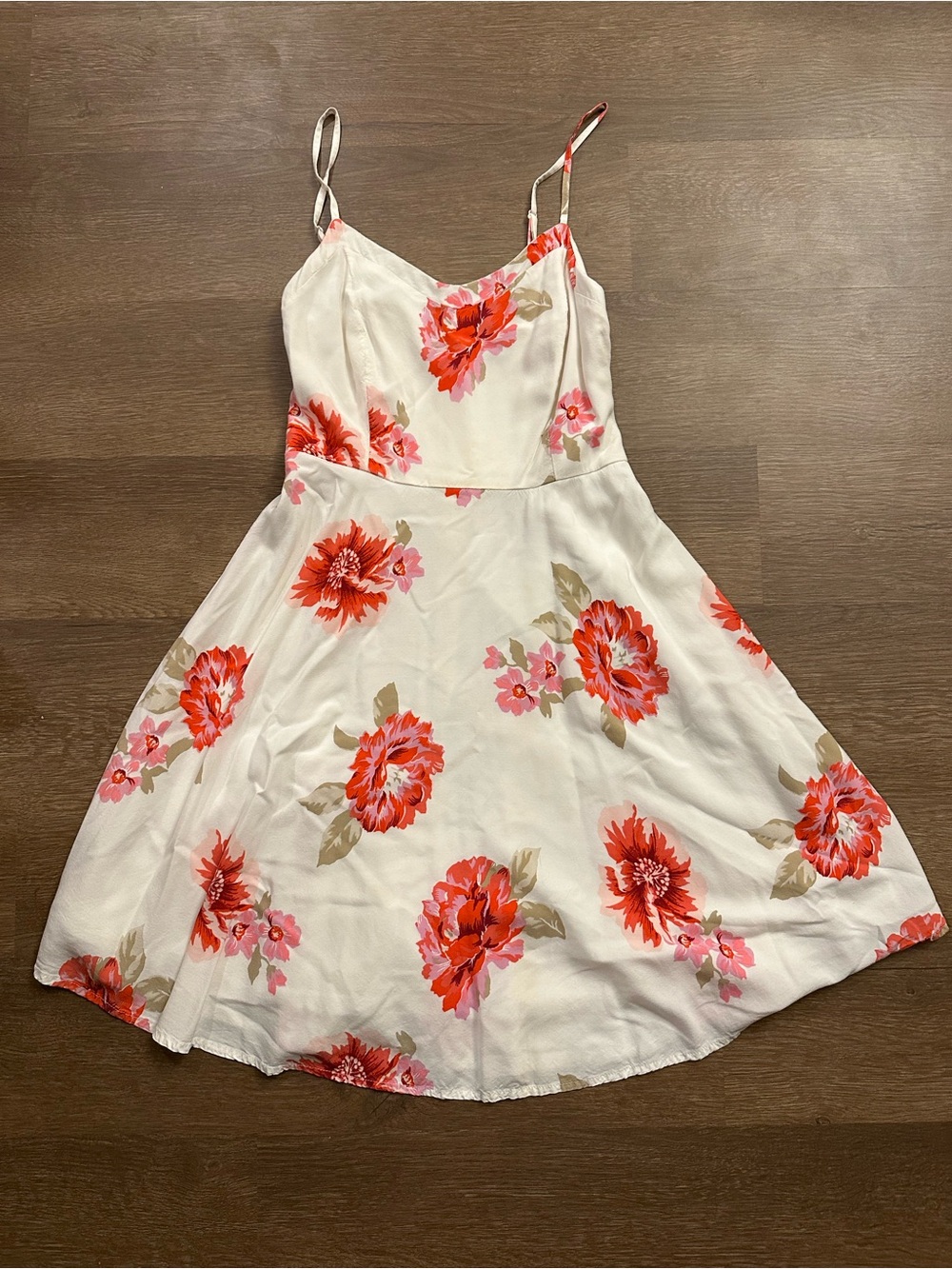 Old Navy White Dress with Red Floral Print